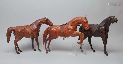 Three Antique/Vintage Leather Horses