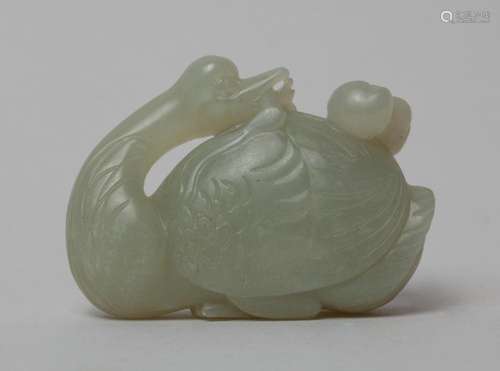 Large Chinese Pale Celadon Jade Goose