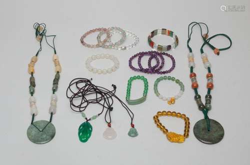 Estate Chinese Jade, Stone Jewelry Sets