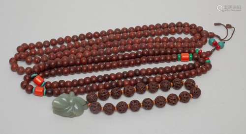 Chinese Nuts & Jade Necklace Sets