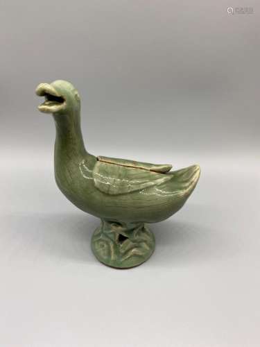Ming Lonquan Celadon Duck Shaped Incenser Burner