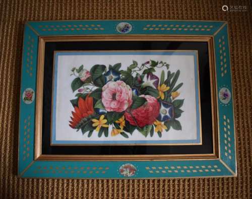 Chinese Rice Paper Pith Painting of Floral Bouquet