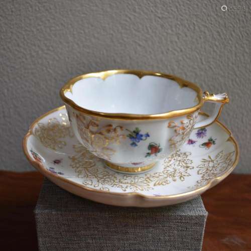 Meissen Floral Cup and Saucer