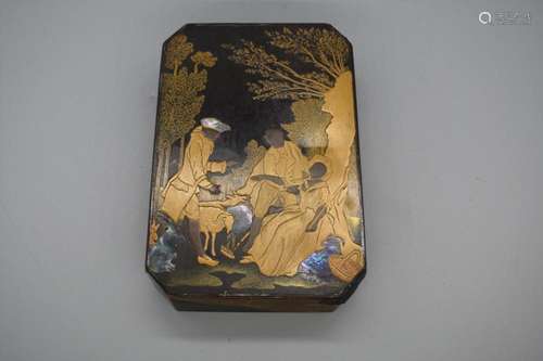 Japanese Foreigners Decorated Lacquer and Mother of Pearl In...