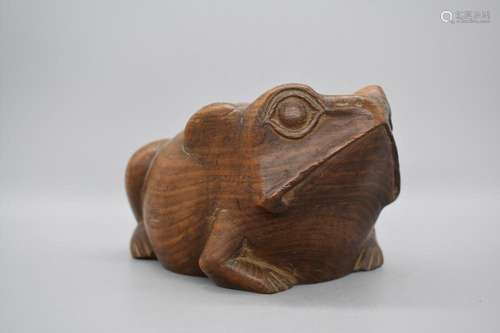 Keyaki Wood Carved Frog