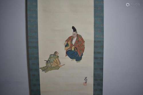 Set of Three Scenes of Kabuki Scroll Paintings