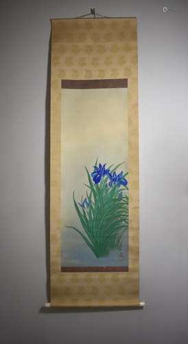 Japanese Scroll Painting of Irises