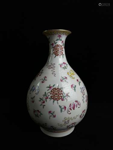 Pastel vase of Fortune, Longevity and Fortune