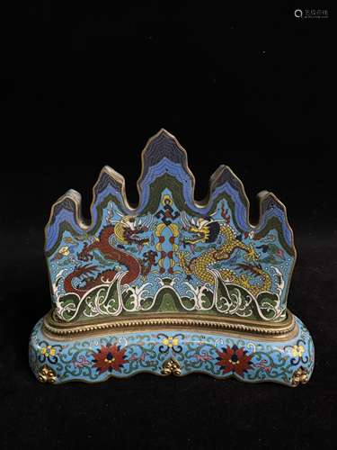 Cloisonne blue dragon pattern pen holder