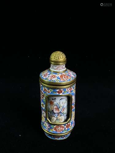 Clear copper tire enamel painted rotary heart snuff bottle