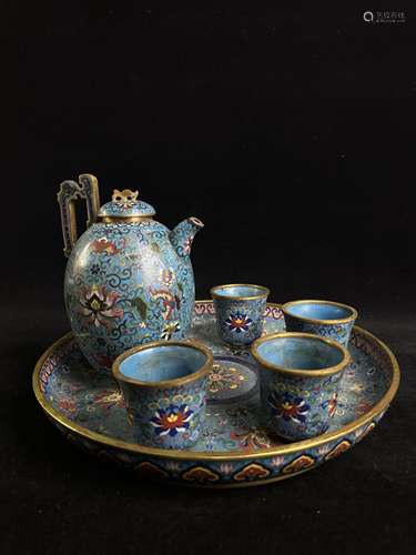 Qing Cloisonne tea set