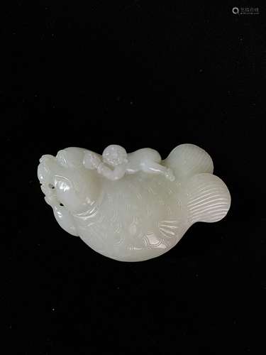 Hetian jade seed material handle piece