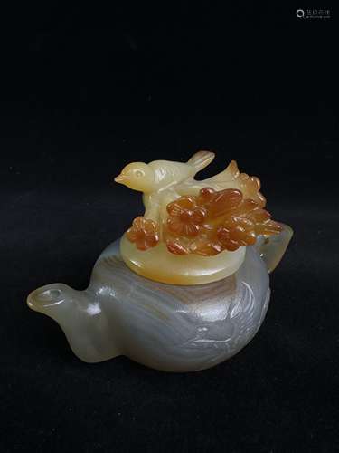 Hetian Jade Flower and Bird Pot