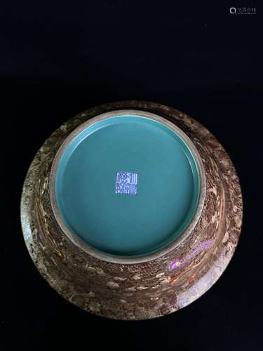 Large bowl with clear enamel color pinched gold wire