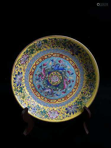 Enamel Pegasus flower plate