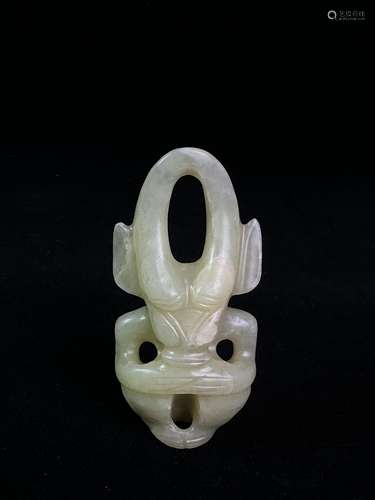 Hotan white jade Sun God decoration