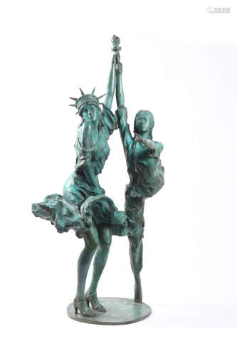 黄钢 2006年作 中美芭蕾 铜雕塑