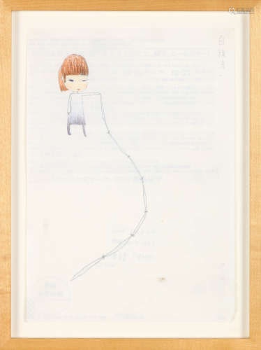 奈良美智 2001-2002年作 无题（谁抢走了孩子） 纸本铅笔，彩铅