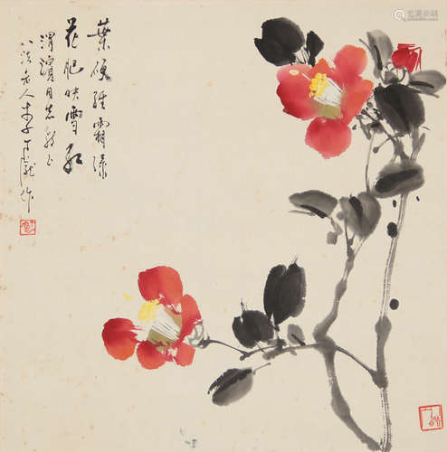 李丁陇 花卉 纸本设色镜片