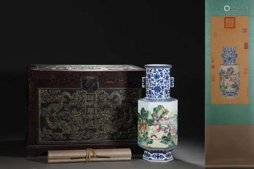 Qing Dynasty - Jiao Bingzhen - Fine silk blue and white past...