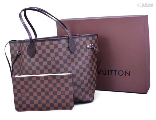 LOUIS VUITTON Damier Ebene Neverfull 大號肩背袋 (未使用附原裝...