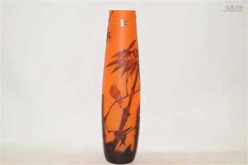 Galle Cameo Glass Bamboo Vase