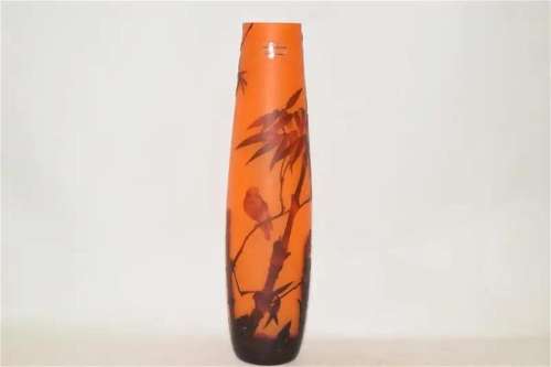 Galle Cameo Glass Bamboo Vase