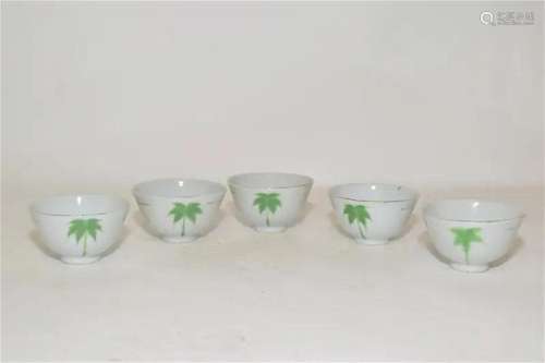 Five 19th C. Chinese Porcelain Famille Rose Cups