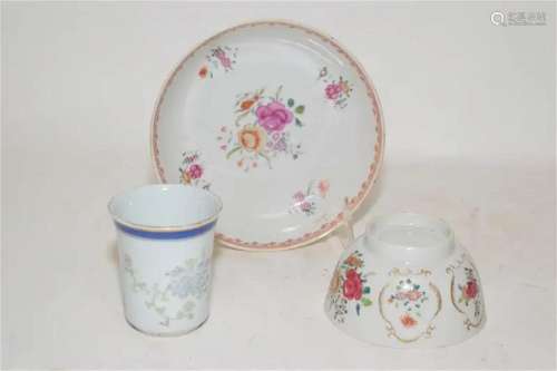 Three 18-19th C. Chinese Export Famille Rose Tea Wares