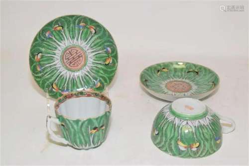 Two Sets of 19th C. Chinese Export Famille Rose Tea Wares