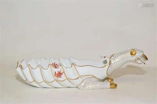 Herend Hungary Porcelain Black Dynasty Dragon Dish