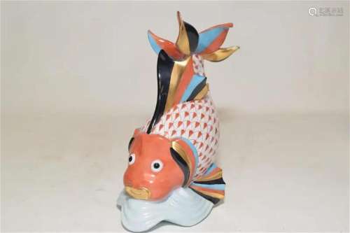 Herend Hungary Porcelain Red Koi Fish Figurine