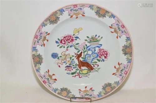 17-18th C. Chinese Export Porcelain Famille Rose Charger