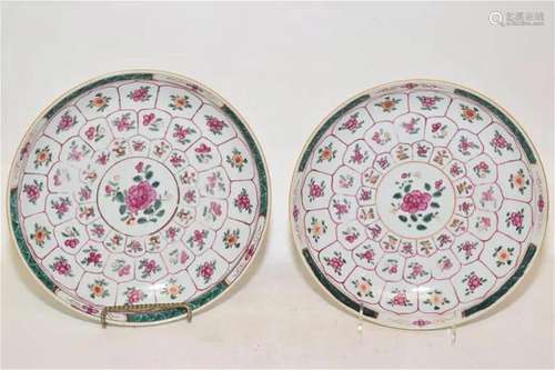 Pr. of 17-18th C. Chinese Export Porcelain Famille Rose Plat...