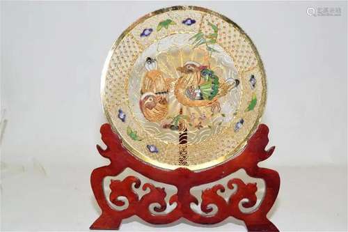 Chinese Enamel over Silver Woven Decor Plate