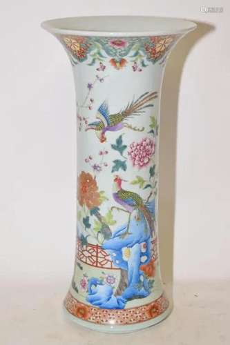 19th C. Chinese Porcelain Famille Rose Gu Vase