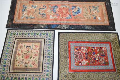 Three Qing Chinese Dazi Style Embroideries