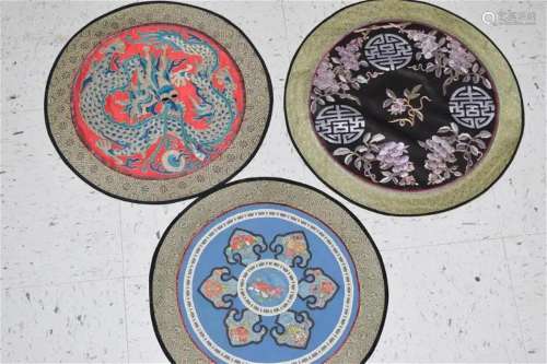 Three 19-20th C. Chinese Embroideries