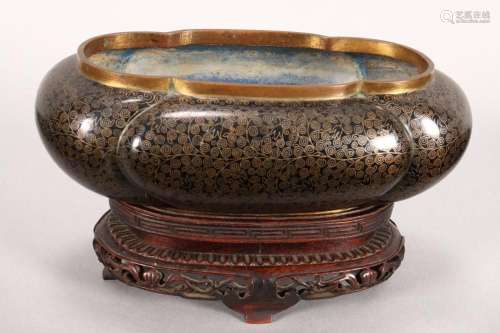 Chinese Late Qing Dynasty Cloisonne Brush Washer,
