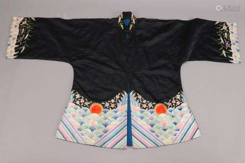 Chinese Republic Period Black Satin Jacket,