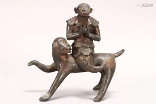 Unusual Sino-Tibetan Bronze Figure Group,