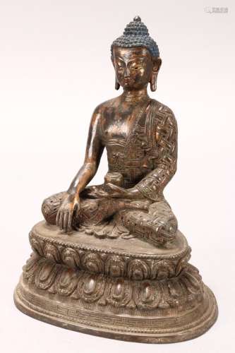 Sino-Tibetan Gilt Bronze Buddha,