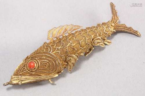 19th Century Chinese Silver Reticulated Fish Spice