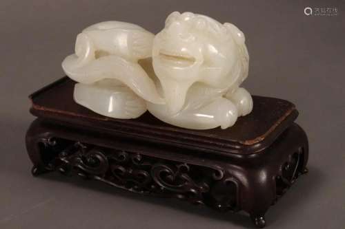 Chinese White Jade Carving of a Bixie,