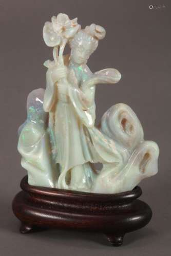 Chinese Carved Opal Figure of Guan Yin,