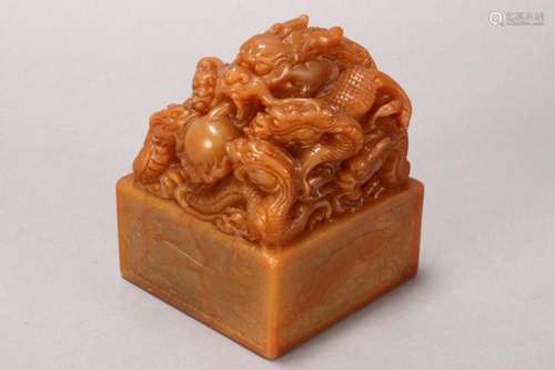 Large Chinese 'Nine Dragon' Stone Seal,