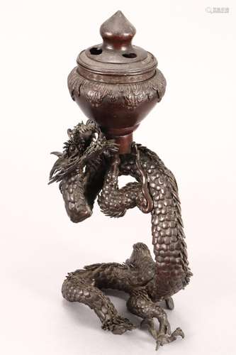 Japanese Bronze Dragon Censer,