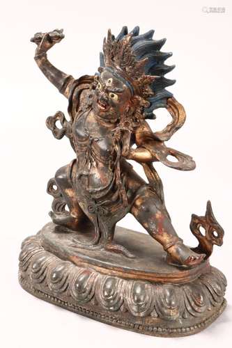 Sino-Tibetan Gilt Bronze Figure of Vajrapani,