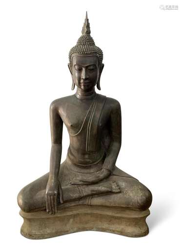 Large Thai Bronze Seated Buddha,