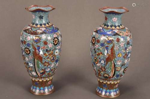 Pair of Japanese Meiji Period Cloisonne Vases,